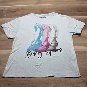 Britney Spears Graphic T-Shirt Womens Medium Blue Pop Icon Y2K Concert Tee Shirt